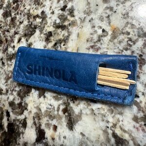 Shinola Leather Tooth Pick Holder Blue Made In USA Y2K